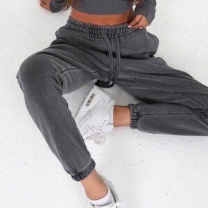 Talentless Heavyweight Slim Jogger Sweat Pants in Washed Gray Lounge Size Medium